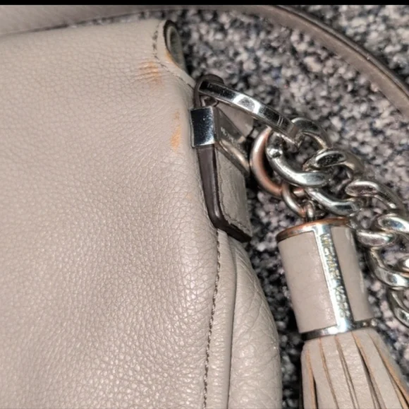Michael Kors Taupe Pebble Leather Adjustable Chain Strap Crossbody Versatile Bag - Picture 8 of 9